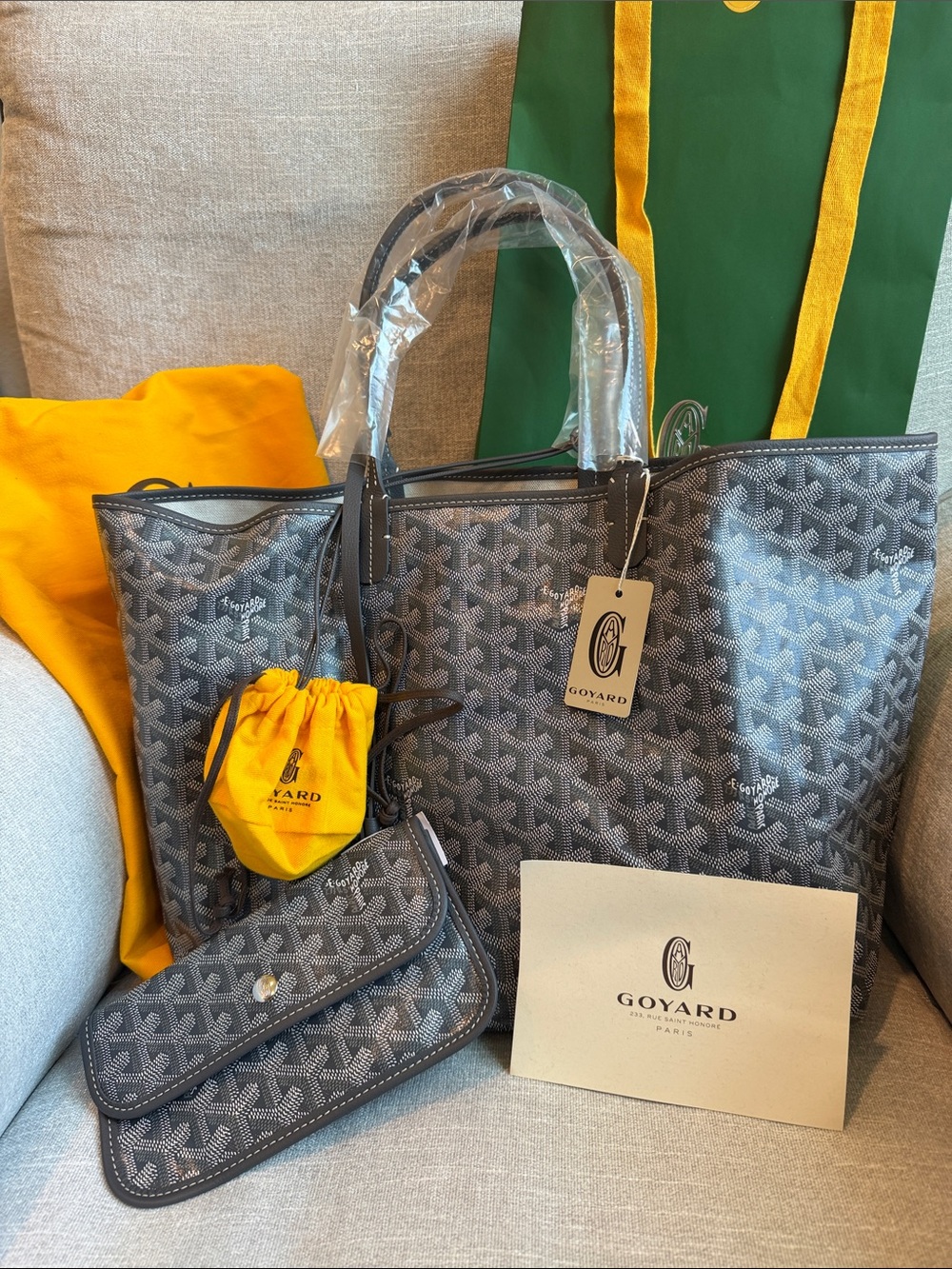 Goyard Gray Goyardine St. Louis Tote with Pouch - FULL SET NWT